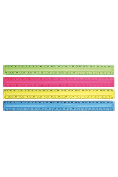 Sovereign Ruler - 30cm: Clear Plastic Tinted (Box of 25)
