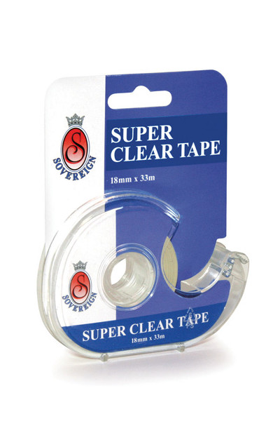 Sovereign Tape - Super Clear (18mmx33m): On Dispenser (Box of 12)