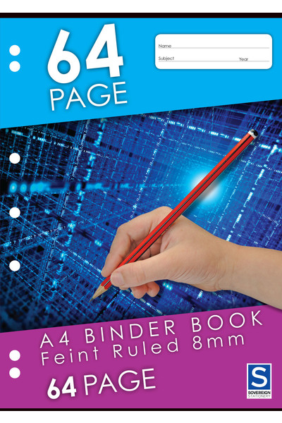 Sovereign Binder Book (A4) - 8mm Ruled: 64 Pages (Pack of 20)