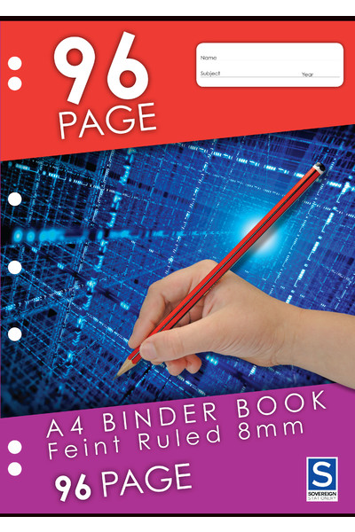Sovereign Binder Book (A4) - 8mm Ruled: 96 Pages (Pack of 10)