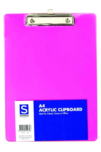 Sovereign Clipboard (A4) - Acrylic: Red/Pink