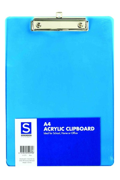 Sovereign Clipboard (A4) - Acrylic: Blue