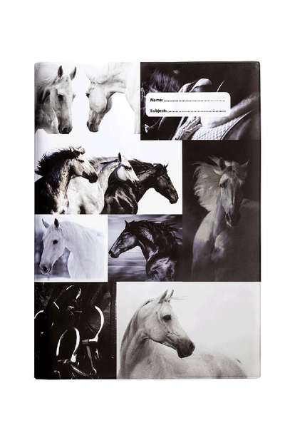 A4 Book Cover - Black & White Horses 4