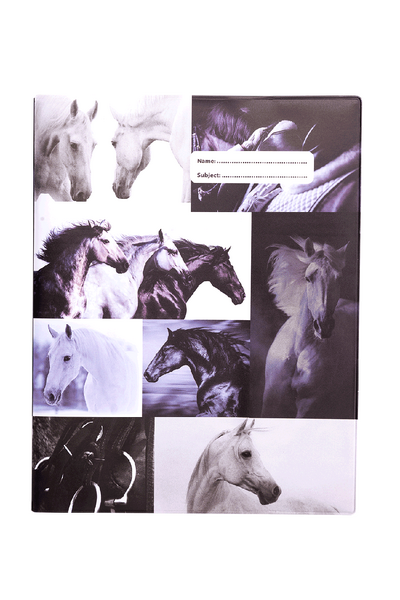 9x7 Exercise Book Cover - Black & White Horses 4