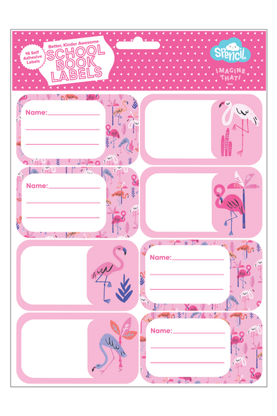 Book Labels - Flamingo Splash