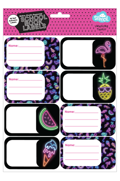 Book Labels - Neon Party