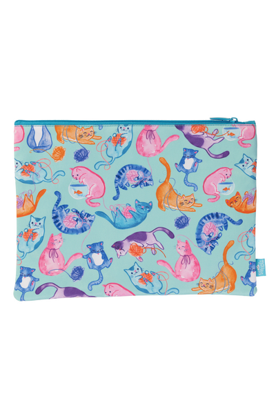 A4 Twin Zip Pencil Case - Crazy Cats