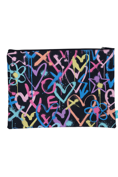 A4 Twin Zip Pencil Case - Hearts & Crosses