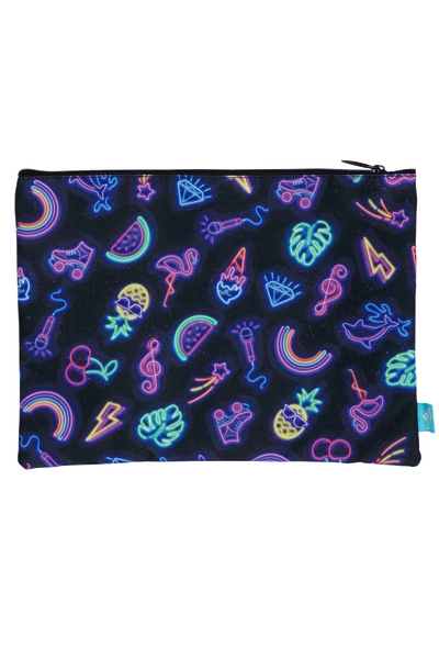A4 Twin Zip Pencil Case - Neon Party