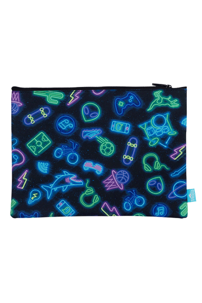 A4 Twin Zip Pencil Case - Neon Life
