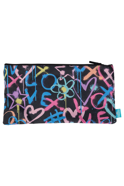 Twin Zip Pencil Case - Hearts & Crosses