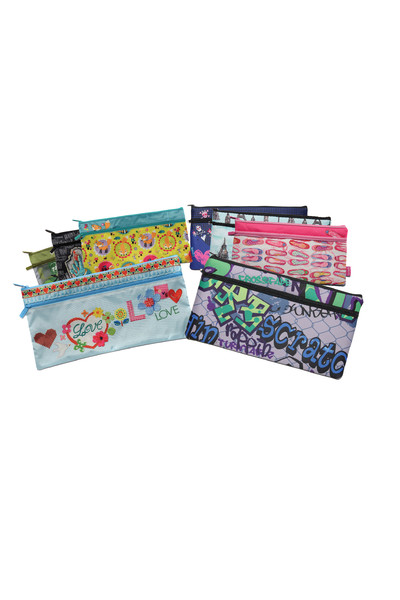 Spencil Rectangle Pencil Case (34x17cm) - Assorted: Pack of 8