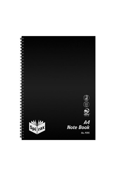 Spirax Notebook - P595 Propylene A4 Side Opening: 120 Pages - Black (Single)