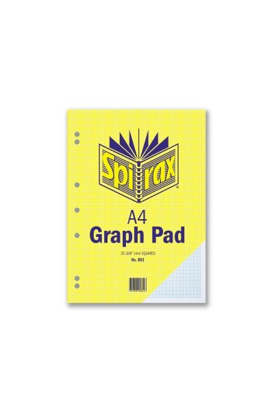 Spirax Graph Pad 801 (A4) - 1mm: 25 Leaf (Pack of 10)