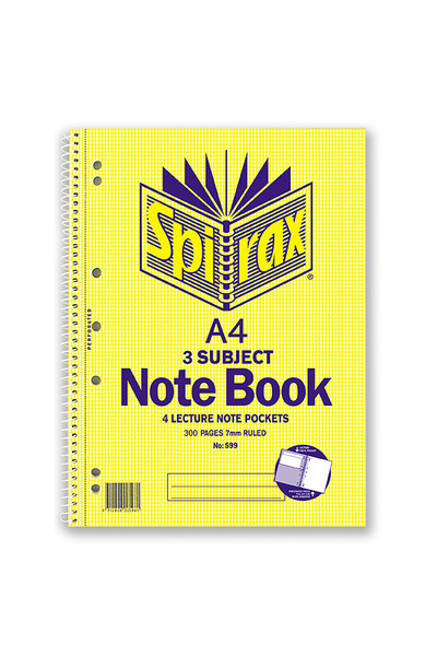 Spirax Notebook 599 - 3 Subject (A4): Side Opening (Pack of 5)