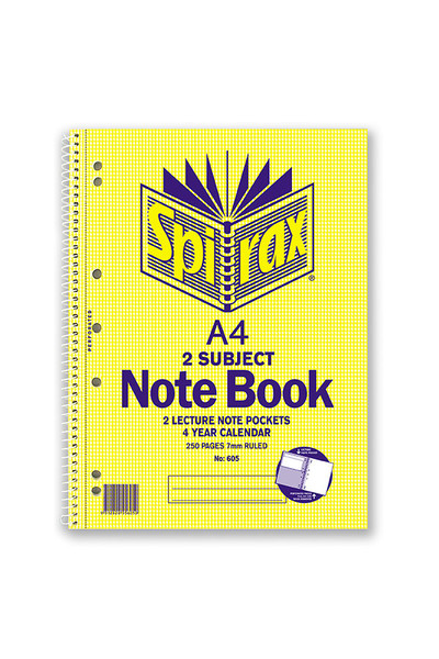 Spirax Notebook 605 - 2 Subject (A4) Side Opening (Pack of 5)