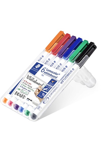 Staedtler Whiteboard Marker 301 - 1mm: Assorted (Wallet of 6)