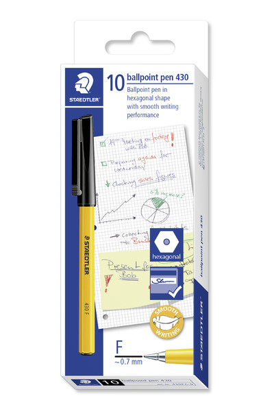 Staedtler Ballpoint Pen - Stick 430: Fine Black (Box of 10)