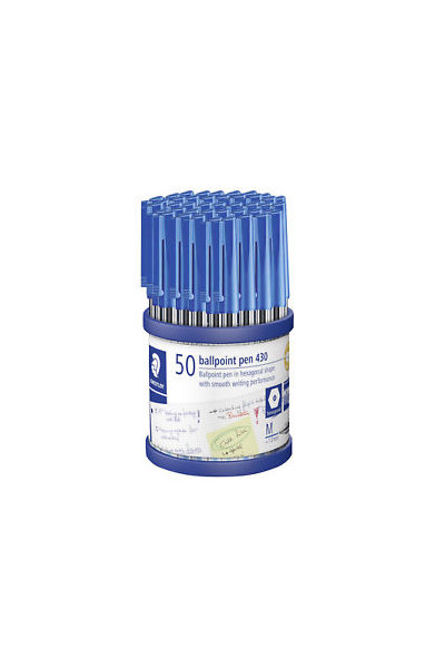 Staedtler Ballpoint Pen - Stick 430: Medium Blue (Cup of 50)