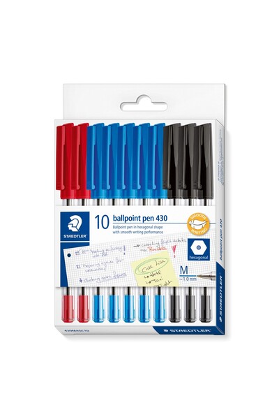 Staedtler Pen - Ballpoint Stick 430: Medium Assorted (Pack of 10)
