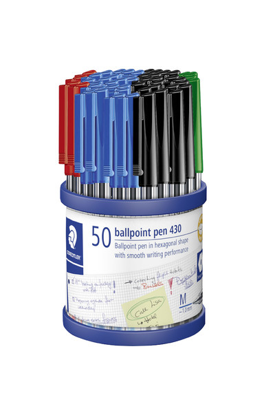Staedtler Ballpoint Pen - Stick 430: Medium Assorted (Cup of 50)