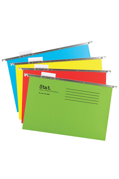 Stat Suspension File - Foolscap Inc Index & Insert Paper Assorted Colours Pk20