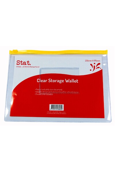 Stat Clear Storage Wallet: 235x175mm - Transparent