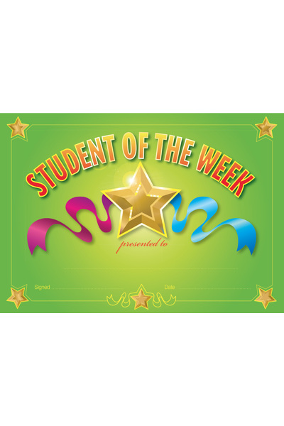 Student of The Week Merit Certificate - Pack of 35 (Previous Design)