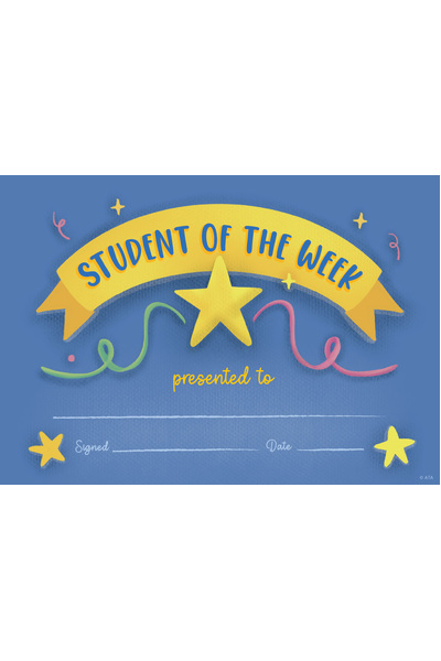 Student of the Week (Star) - Card Certificates (Pack of 20)