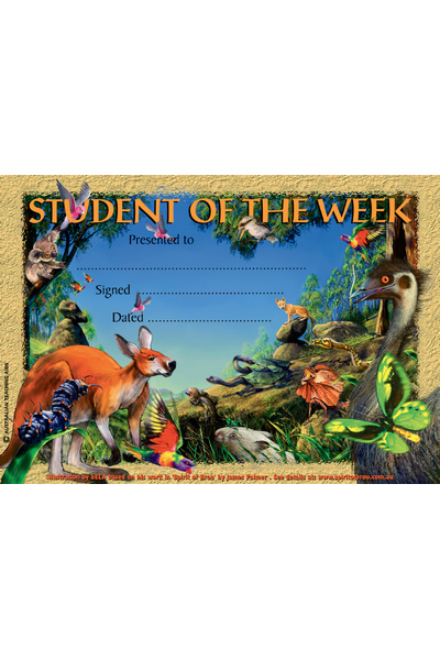 Student of the Week Australian Animals Merit Certificate - Pack of 200
