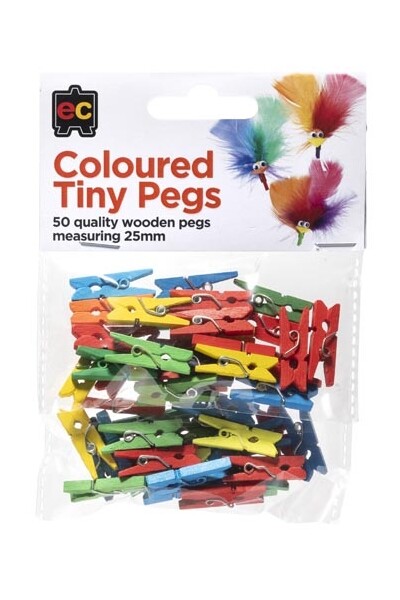 Coloured Tiny Pegs - 50 Pack