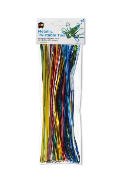 Twistable Ties (Pack of 150) - 25cm: Metallic