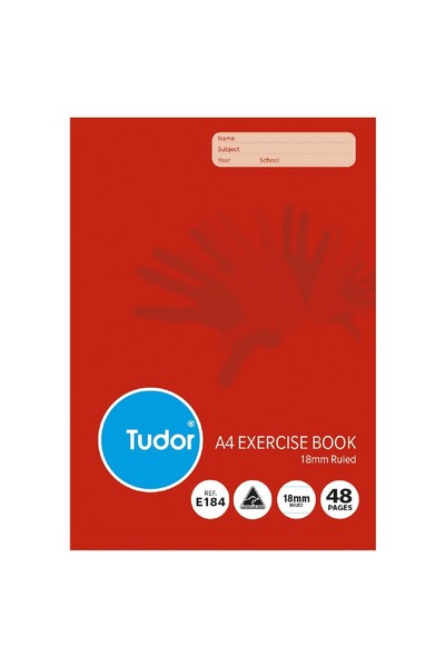 Tudor Exercise Book (A4) - 18mm Ruled, Non Dotted: 48 Pages (Pack of 20)