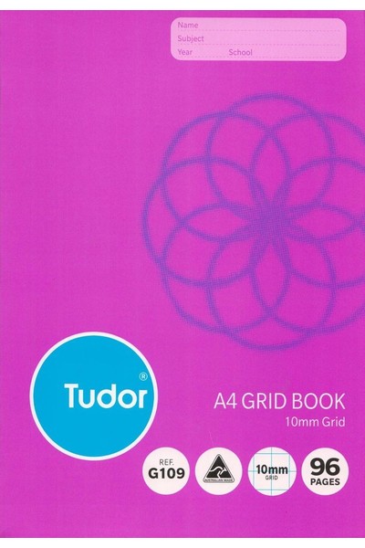 Tudor Grid Book (A4) - 10mm Square: 96 Pages (Pack of 10)