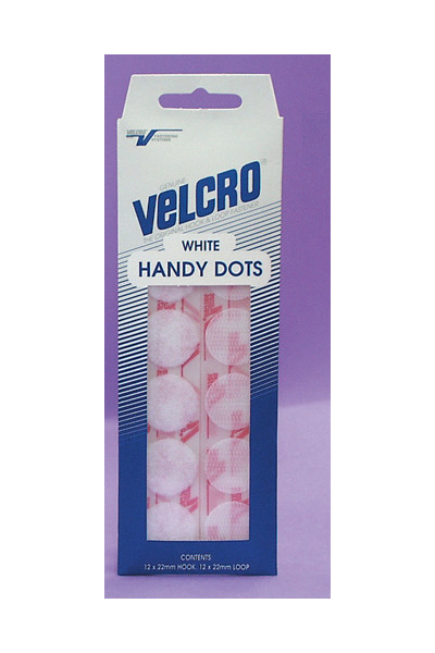 Velcro White Handy Dots - 12 Hooks and 12 Loops