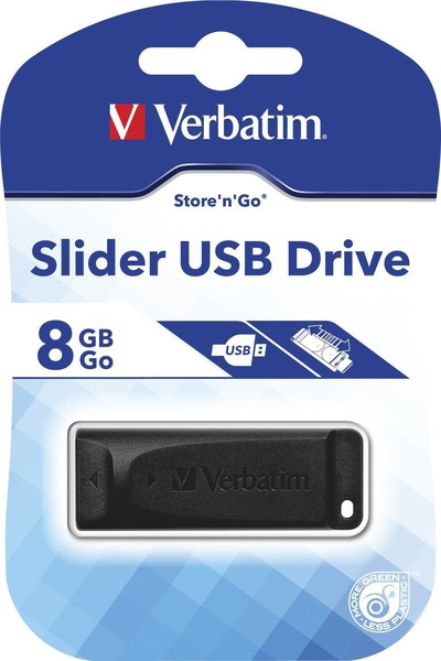 Verbatim USB 2.0 - 8GB Store 'n' Go Slider: Black