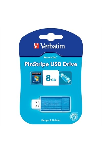 Verbatim USB Drive - Store 'n' Go Pinstripe (8GB): Blue
