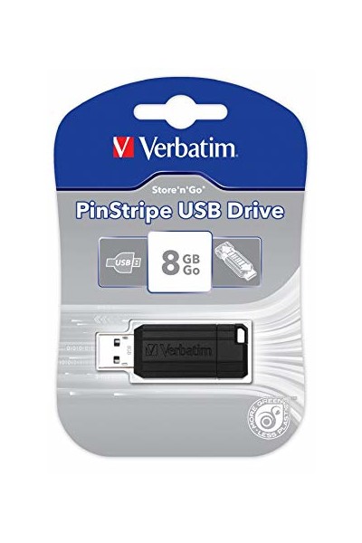 Verbatim USB Drive - Store 'n' Go Pinstripe (8GB): Black