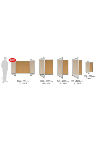 Visionchart TX Weather Resistant Notice Case (1350 x 980mm) - Cork Internal (Fits 12 A4s)
