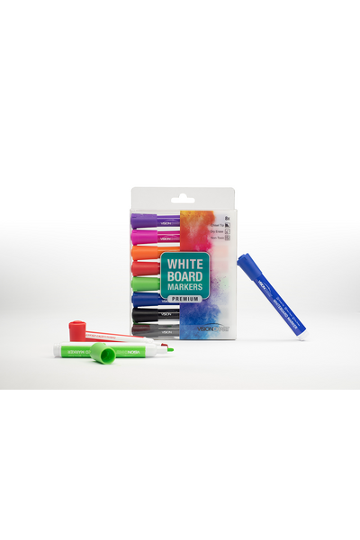 Visionchart Whiteboard Chisel Tip Markers - Pack of 8
