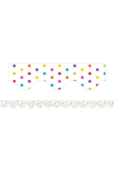 Multicolour Polka Dots (White) - Magnetic Scalloped Borders (Pack of 12)