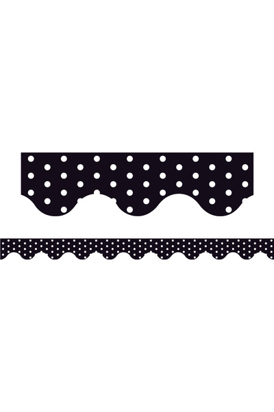 Black Polka Dots - Magnetic Scalloped Borders (Pack of 12)