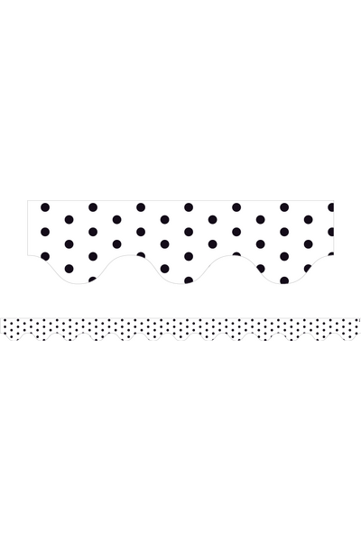White Polka Dots - Magnetic Scalloped Borders (Pack of 12)