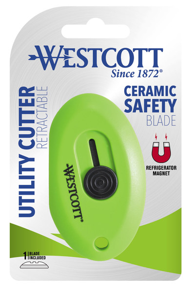 Westcott Cutter - Safety Compact Retractable Ceramic Box Cutter: Green