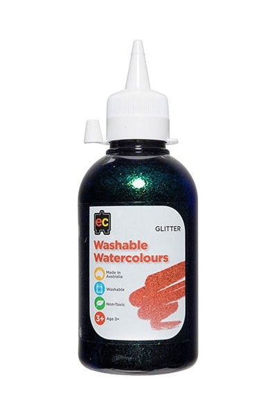 Washable Glitter Watercolour – 250mL: Black