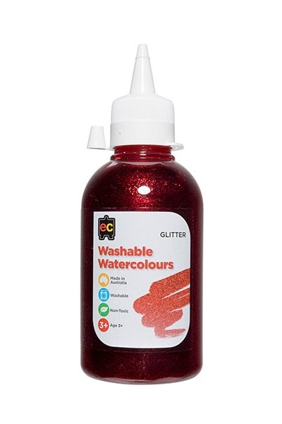 Washable Glitter Watercolour – 250mL: Red