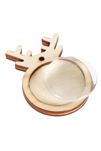 Wooden Reindeer Pendants with Cabochon - Pack of 10