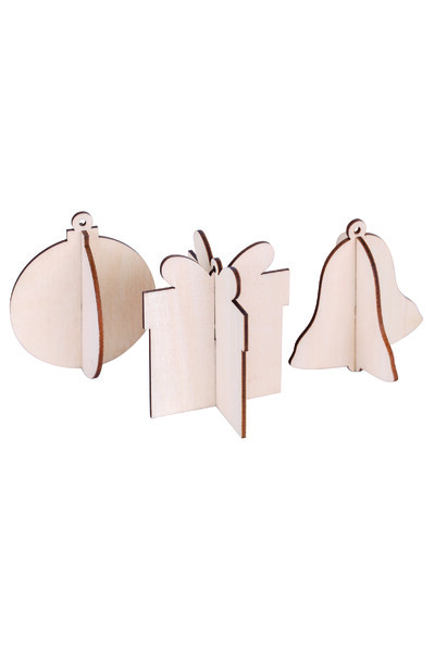 3D Wooden Festive Hangers - Pack of 12