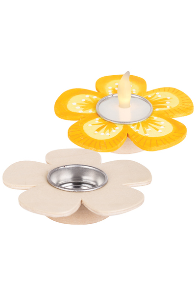 Wooden Tea Light Holder Flower - Set of 5