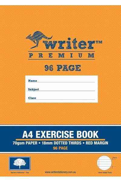 Writer Exercise Book Premium - A4 (96pg) 18mm Dotted-Thirds + Margin: Tree